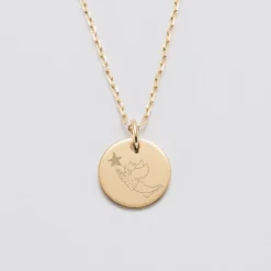 Hot HappyBulle Pendentif enfant personnalisé médaille gravée plaqué or 15 mm - x MyLovelyThing Plaqué or 18k