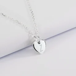 Outlet HappyBulle Pendentif enfant personnalisé initiale médaille gravée argent coeur 10 mm Argent rhodié 925