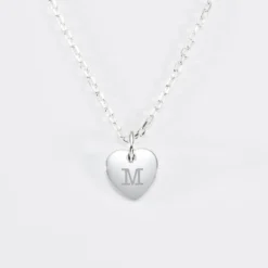 Outlet HappyBulle Pendentif enfant personnalisé initiale médaille gravée argent coeur 10 mm Argent rhodié 925