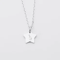 Hot HappyBulle Pendentif enfant personnalisé initiale médaille gravée argent étoile 12 mm Argent rhodié 925