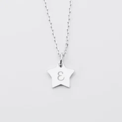 Hot HappyBulle Pendentif enfant personnalisé initiale médaille gravée argent étoile 12 mm Argent rhodié 925