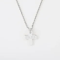 Online HappyBulle Pendentif enfant personnalisé prénom médaille gravée argent croix 15x13 mm - Nos petits imparfaits Argent rhodié 925