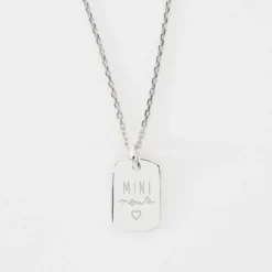 Outlet HappyBulle Pendentif enfant personnalisé médaille gravée martelée argent rectangle 17x11 mm - Nos petits imparfaits