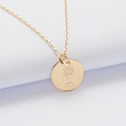New HappyBulle Pendentif enfant personnalisé médaille gravée plaqué or 15 mm - x Barbapapa Plaqué or 18k