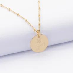 New HappyBulle Pendentif enfant personnalisé médaille gravée plaqué or 15 mm - x Barbapapa Plaqué or 18k