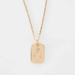 Online HappyBulle Pendentif enfant personnalisé médaille gravée plaqué or rectangle 17x11 mm - x Barbapapa Plaqué or 18k