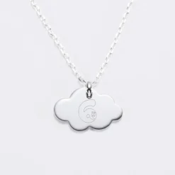 Sale HappyBulle Pendentif enfant personnalisé médaille gravée argent nuage 20x14 mm - x Barbapapa Argent rhodié 925