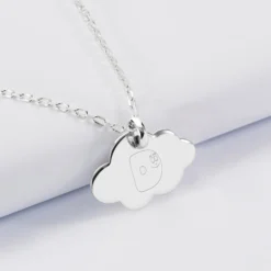 Sale HappyBulle Pendentif enfant personnalisé médaille gravée argent nuage 20x14 mm - x Barbapapa Argent rhodié 925