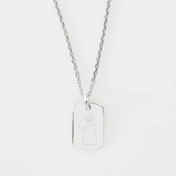 Hot HappyBulle Pendentif enfant personnalisé médaille gravée argent rectangle 17x11 mm - x Barbapapa Argent rhodié 925