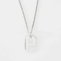 Hot HappyBulle Pendentif enfant personnalisé médaille gravée argent rectangle 17x11 mm - x Barbapapa Argent rhodié 925