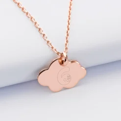New HappyBulle Pendentif enfant personnalisé médaille gravée plaqué or rose nuage 20x14 mm - x Barbapapa Plaqué or rose 18k