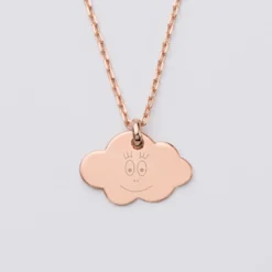 New HappyBulle Pendentif enfant personnalisé médaille gravée plaqué or rose nuage 20x14 mm - x Barbapapa Plaqué or rose 18k