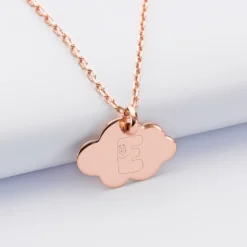 New HappyBulle Pendentif enfant personnalisé médaille gravée plaqué or rose nuage 20x14 mm - x Barbapapa Plaqué or rose 18k