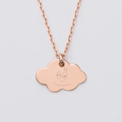 New HappyBulle Pendentif enfant personnalisé médaille gravée plaqué or rose nuage 20x14 mm - x Barbapapa Plaqué or rose 18k