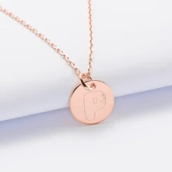 Clearance HappyBulle Pendentif enfant personnalisé médaille gravée plaqué or rose 15 mm - x Barbapapa Plaqué or rose 18k