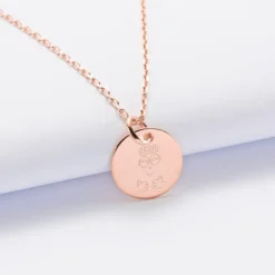 Clearance HappyBulle Pendentif enfant personnalisé médaille gravée plaqué or rose 15 mm - x Barbapapa Plaqué or rose 18k