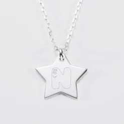 Best HappyBulle Pendentif enfant personnalisé médaille gravée argent dormeuse étoile 20x20 - x Barbapapa Argent rhodié 925