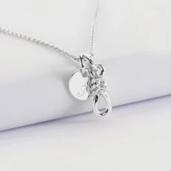 Clearance HappyBulle Pendentif enfant personnalisé "Le lien" et médaille gravée argent 10 mm - x Lilylovesfashion Argent rhodié 925