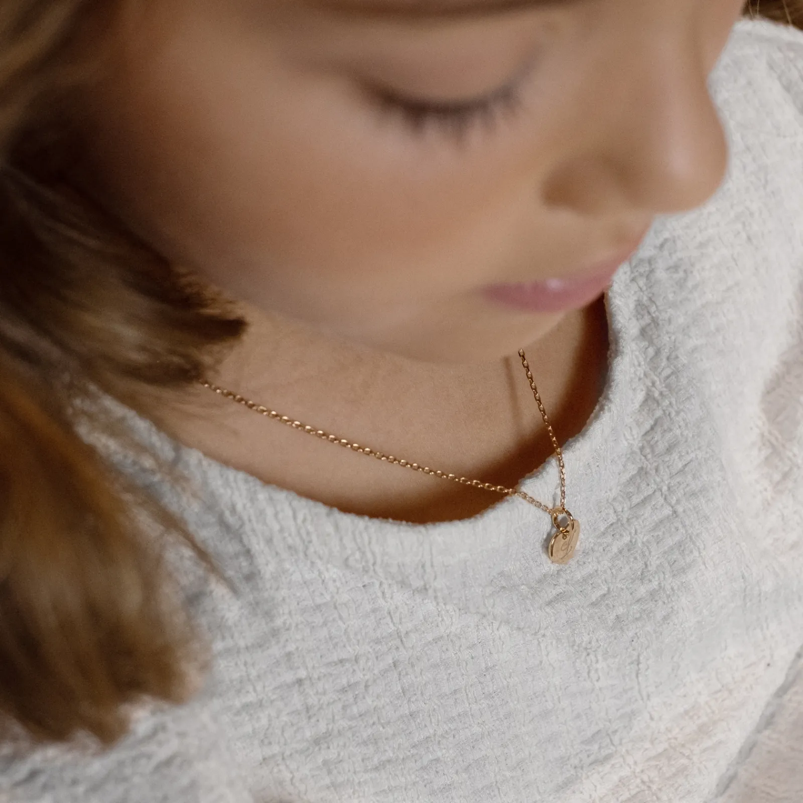 Clearance HappyBulle Pendentif enfant personnalisé initiale médaille gravée plaqué or coeur 10 mm Plaqué or 18k