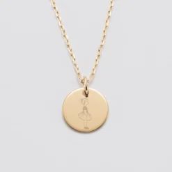 Hot HappyBulle Pendentif enfant personnalisé illustration médaille gravée plaqué or 15 mm - x Marie Savart Plaqué or 18k