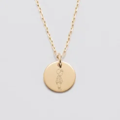 Hot HappyBulle Pendentif enfant personnalisé illustration médaille gravée plaqué or 15 mm - x Marie Savart Plaqué or 18k