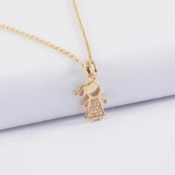 New HappyBulle Pendentif enfant petite fille scintillante plaqué or 12 mm Plaqué or 18k