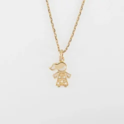 New HappyBulle Pendentif enfant petite fille scintillante plaqué or 12 mm Plaqué or 18k