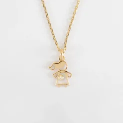 Sale HappyBulle Pendentif enfant petite fille zircon plaqué or 12 mm Plaqué or 18k