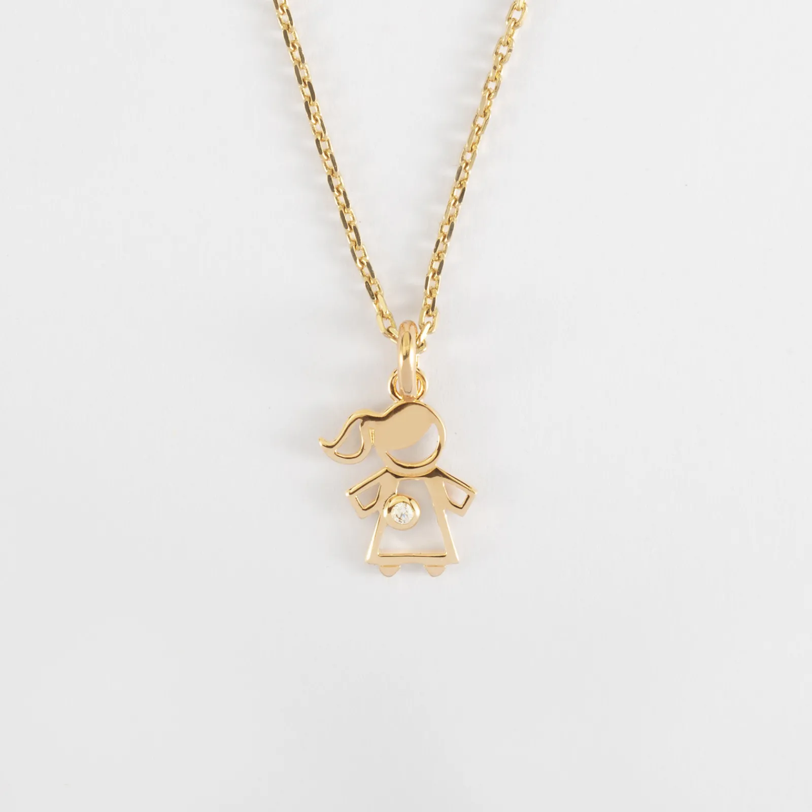 Sale HappyBulle Pendentif enfant petite fille zircon plaqué or 12 mm Plaqué or 18k