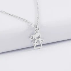 Outlet HappyBulle Pendentif enfant petite fille zircon argent 12 mm Argent rhodié 925