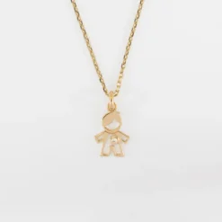 Clearance HappyBulle Pendentif enfant petit garçon zircon plaqué or 12 mm Plaqué or 18k