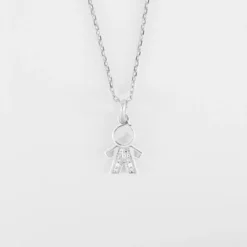 New HappyBulle Pendentif enfant petit garçon scintillant argent 12 mm Argent rhodié 925