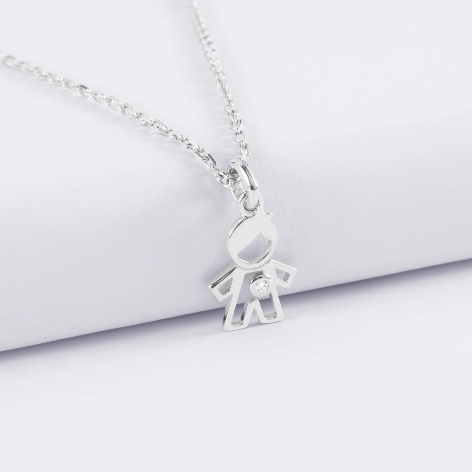 Online HappyBulle Pendentif enfant petit garçon zircon argent 12 mm Argent rhodié 925