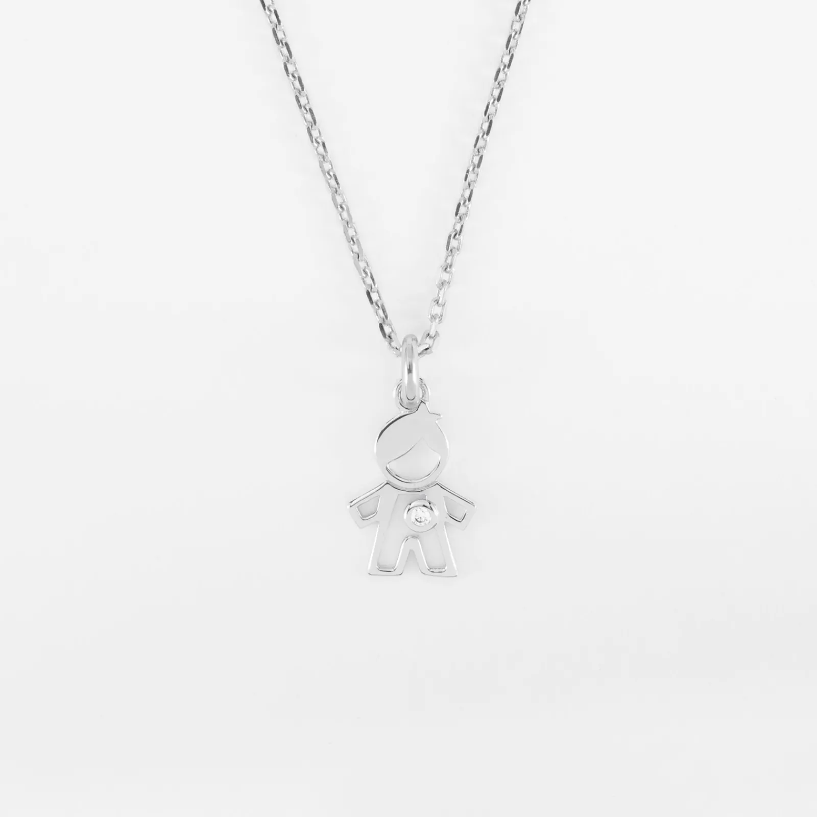 Online HappyBulle Pendentif enfant petit garçon zircon argent 12 mm Argent rhodié 925