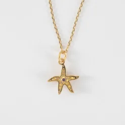 Outlet HappyBulle Pendentif enfant étoile de mer scintillante zircons bleus plaqué or 15 mm