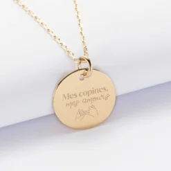Hot HappyBulle Pendentif EVJF personnalisé médaille gravée plaqué or 19 mm Plaqué or 18k