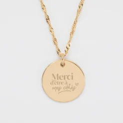 Hot HappyBulle Pendentif EVJF personnalisé médaille gravée plaqué or 19 mm Plaqué or 18k