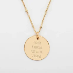 Hot HappyBulle Pendentif EVJF personnalisé médaille gravée plaqué or 19 mm Plaqué or 18k