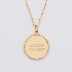 Best HappyBulle Pendentif EVJF personnalisé médaille soleil gravée plaqué or 20 mm Plaqué or 18k