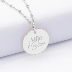 Sale HappyBulle Pendentif EVJF personnalisé médaille gravée argent 19 mm Argent rhodié 925