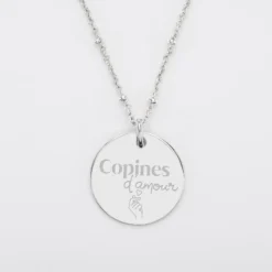 Sale HappyBulle Pendentif EVJF personnalisé médaille gravée argent 19 mm Argent rhodié 925