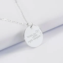Sale HappyBulle Pendentif EVJF personnalisé médaille gravée argent 19 mm Argent rhodié 925