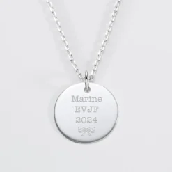 Sale HappyBulle Pendentif EVJF personnalisé médaille gravée argent 19 mm Argent rhodié 925