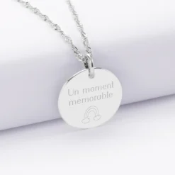 Sale HappyBulle Pendentif EVJF personnalisé médaille gravée argent 19 mm Argent rhodié 925