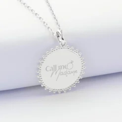 Best HappyBulle Pendentif EVJF personnalisé médaille soleil gravée argent 20 mm Argent rhodié 925