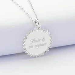 Best HappyBulle Pendentif EVJF personnalisé médaille soleil gravée argent 20 mm Argent rhodié 925