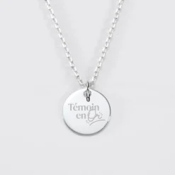 Clearance HappyBulle Pendentif EVJF personnalisé médaille gravée argent 15 mm Argent rhodié 925