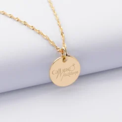 Sale HappyBulle Pendentif EVJF personnalisé médaille gravée plaqué or 15 mm Plaqué or 18k