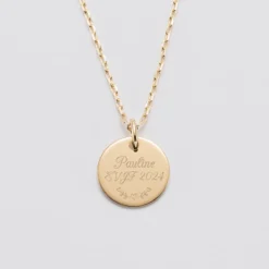 Sale HappyBulle Pendentif EVJF personnalisé médaille gravée plaqué or 15 mm Plaqué or 18k