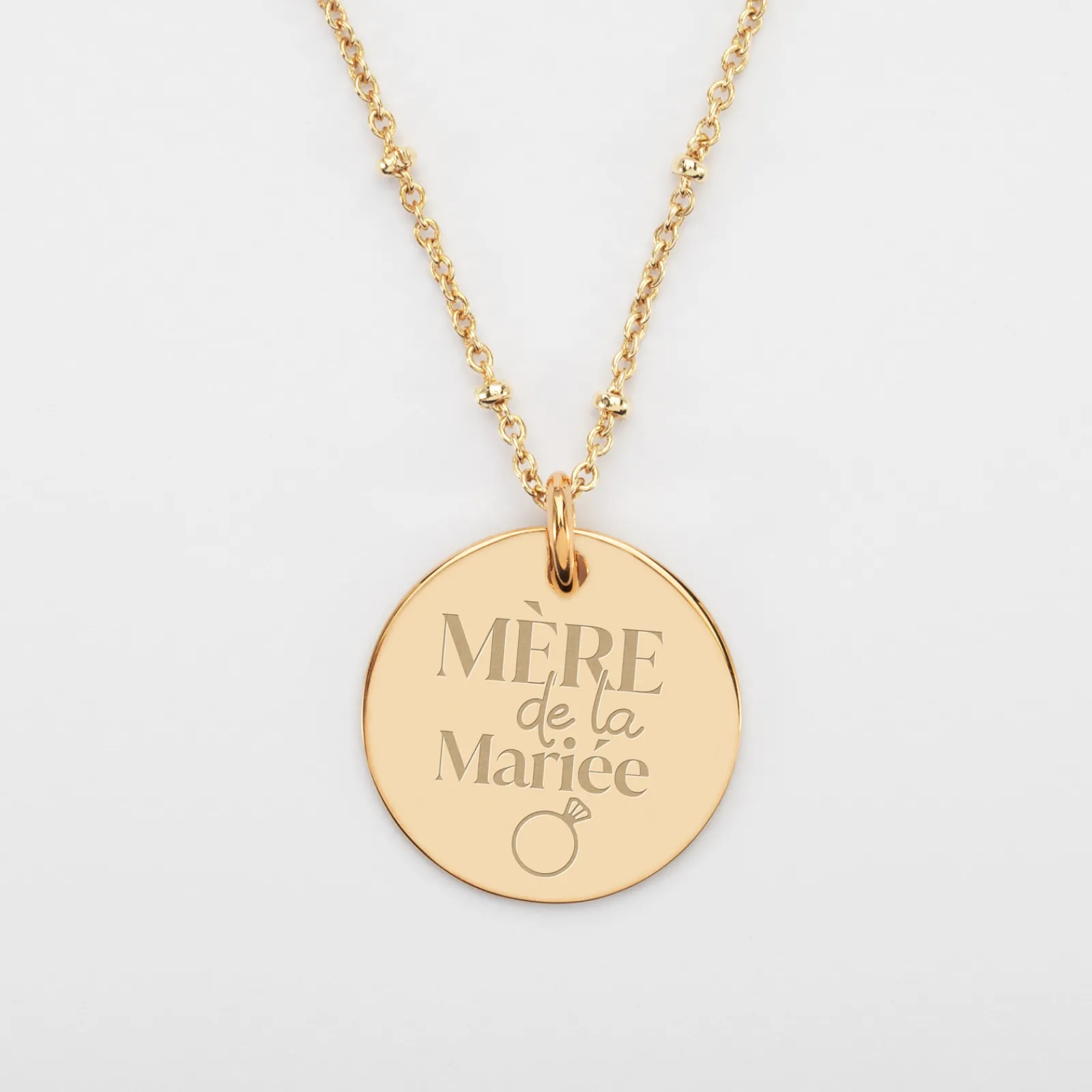 Hot HappyBulle Pendentif Famille des mariés personnalisé médaille gravée plaqué or 19 mm Plaqué or 18k